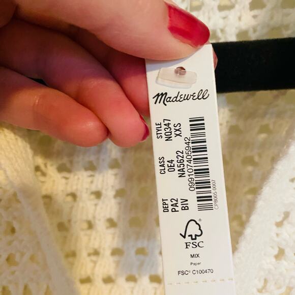 Madewell Crochet Polo Sweater Bright Ivory White XXS NWT - Picture 6 of 7